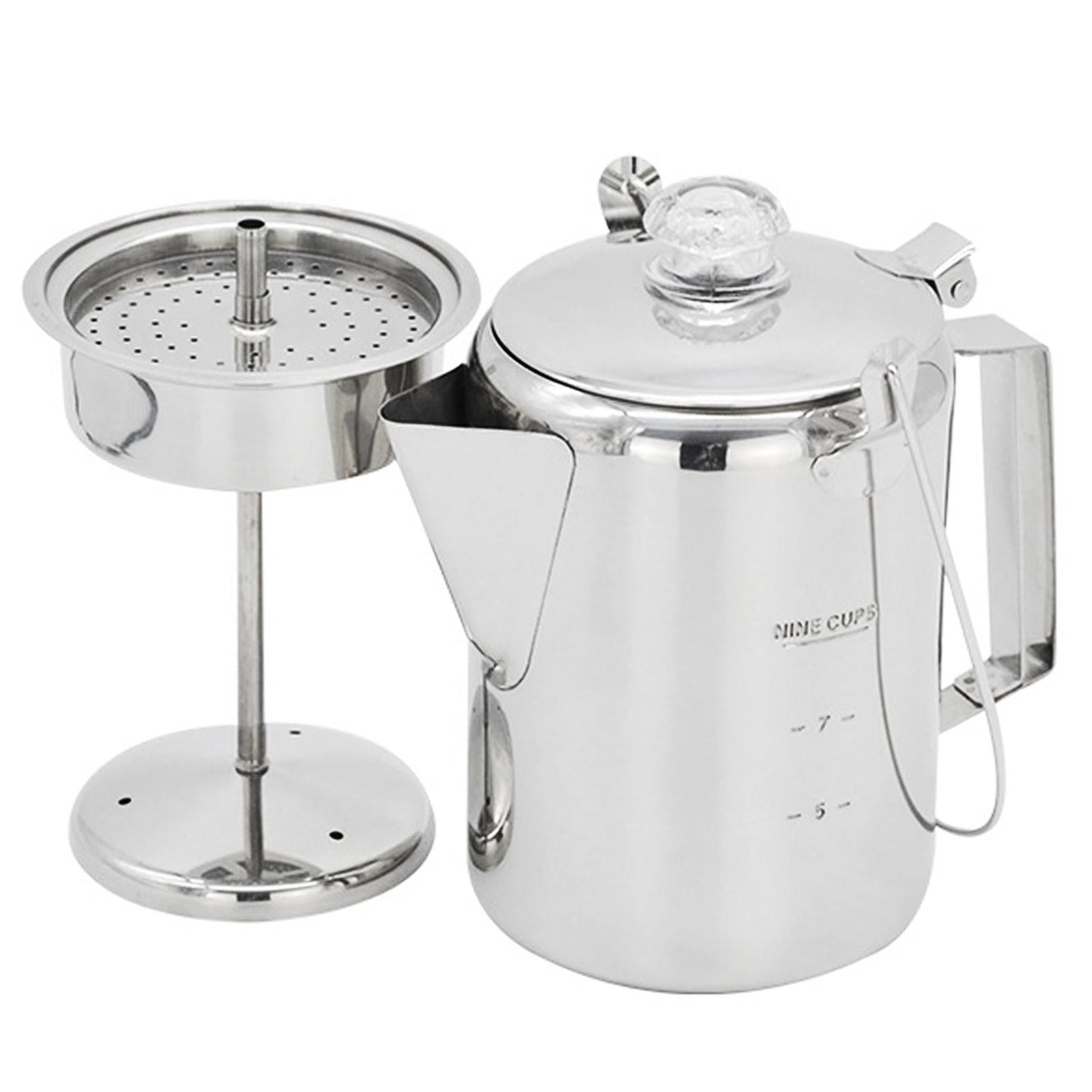 1.2L 9-Cup Stainless Steel Camping Percolator Coffee Pot Stovetop Coffee Maker 1Pc Kemu |Fashion Home Kitchen Beauty
