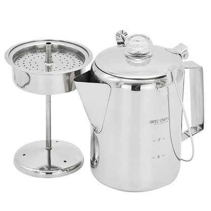 1.2L 9-Cup Stainless Steel Camping Percolator Coffee Pot Stovetop Coffee Maker 1Pc Kemu |Fashion Home Kitchen Beauty
