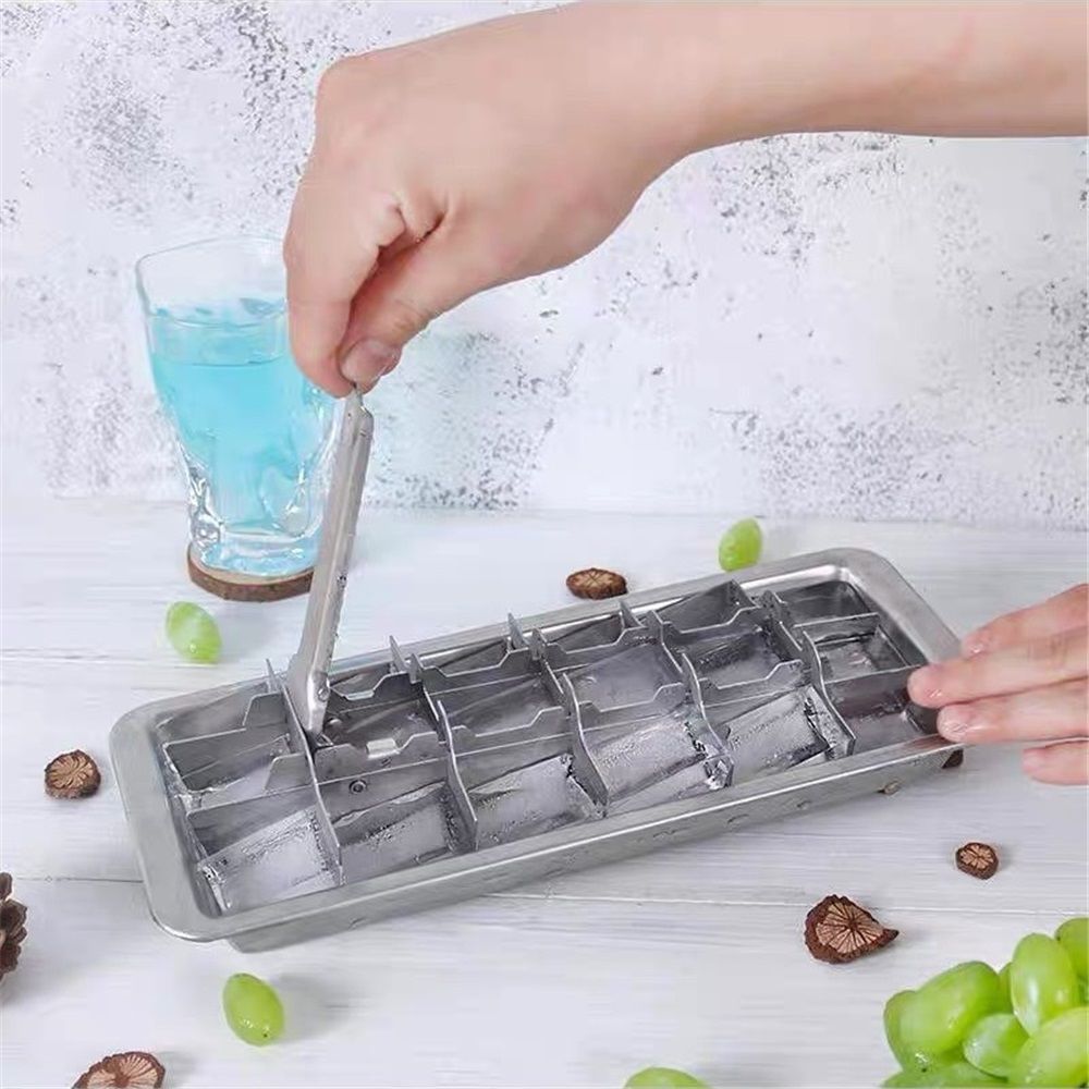 Stainless Steel Ice Cube Maker Tray,Lever Style Ice Cube Mold Quick To Making 18 Ice Cubes, Stainless Steel（silvery） Kemu |Fashion Home Kitchen Beauty