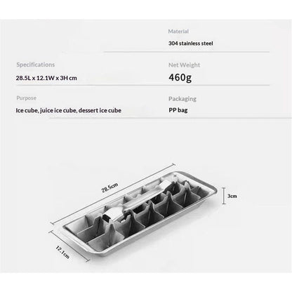 Stainless Steel Ice Cube Maker Tray,Lever Style Ice Cube Mold Quick To Making 18 Ice Cubes, Stainless Steel（silvery） Kemu |Fashion Home Kitchen Beauty