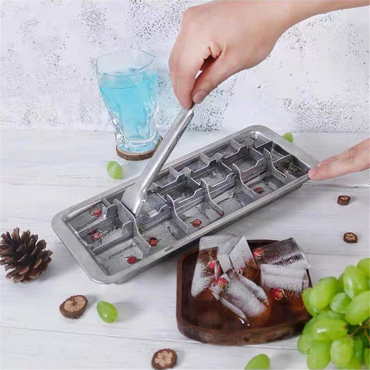Stainless Steel Ice Cube Maker Tray,Lever Style Ice Cube Mold Quick To Making 18 Ice Cubes, Stainless Steel（silvery） Kemu |Fashion Home Kitchen Beauty