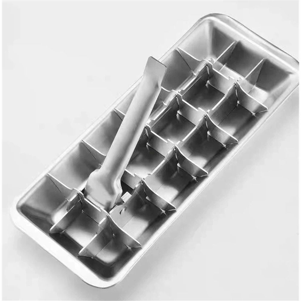 Stainless Steel Ice Cube Maker Tray,Lever Style Ice Cube Mold Quick To Making 18 Ice Cubes, Stainless Steel（silvery） Kemu |Fashion Home Kitchen Beauty
