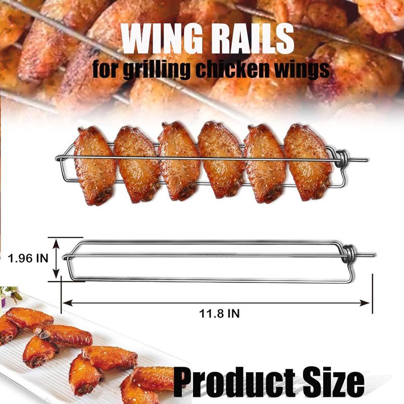 Stainless Steel BBQ Skewers | 4-Pack Dual-Rail Locking Skewers for Chicken Wings, Meat & Seafood Kemu |Fashion Home Kitchen Beauty