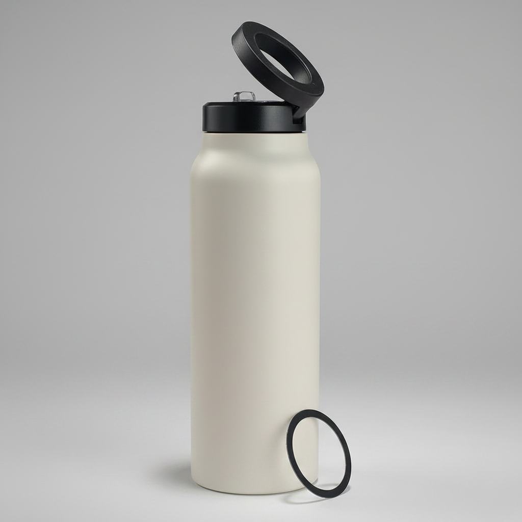 Insulated Water Bottle with Magnetic Phone Mount | 32oz Stainless Steel – Beige Kemu |Fashion Home Kitchen Beauty
