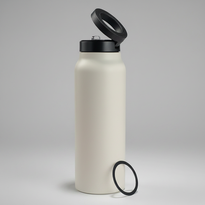 Insulated Water Bottle with Magnetic Phone Mount | 32oz Stainless Steel – Beige Kemu |Fashion Home Kitchen Beauty