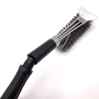 BBQ Grill Cleaning Brush with 3-Row Stainless Steel Wire Bristles, Detachable Handle and Scraper - Heavy Duty BBQ Cleaning Tool for Grill Grates, Smokers and Outdoor Barbecue Use Kemu |Fashion Home Kitchen Beauty