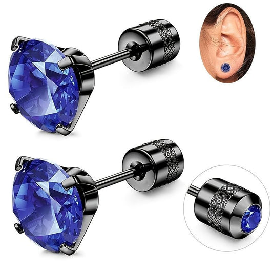 White Synthetic Diamond Earrings Embossed Floral Pattern Stud Earrings - Blue - Size 01 Kemu |Fashion Home Kitchen Beauty