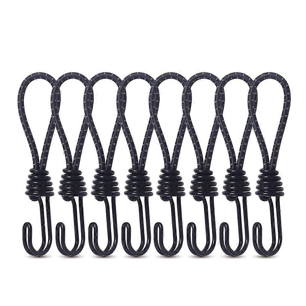 10Pcs Tent Stretch Strap Set Bungee Cords Set with Hooks, Metal Shock Cord Hook - Black Kemu |Fashion Home Kitchen Beauty