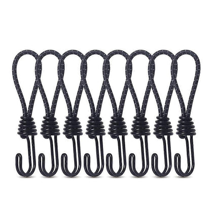 10Pcs Tent Stretch Strap Set Bungee Cords Set with Hooks, Metal Shock Cord Hook - Black Kemu |Fashion Home Kitchen Beauty
