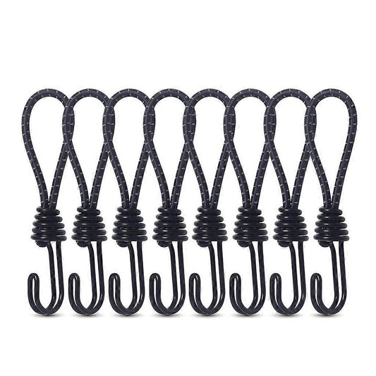 10Pcs Tent Stretch Strap Set Bungee Cords Set with Hooks, Metal Shock Cord Hook - Black Kemu |Fashion Home Kitchen Beauty
