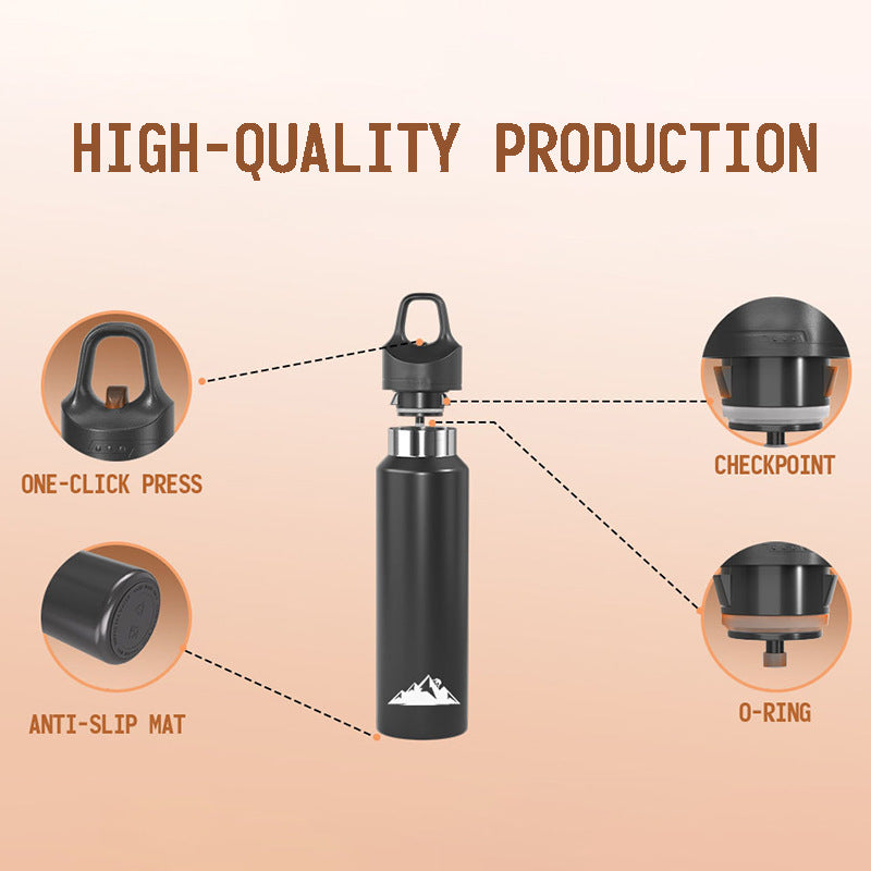 Black 680ml Insulated Stainless Steel Water Bottle - Leakproof One-Click Lid Thermal Flask for Hot & Cold Drinks Kemu |Fashion Home Kitchen Beauty