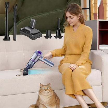 Portable Wireless Vacuum Cleaner 20000PA Vacuum 4-In-1 Vacuum Hand-Held - Gray - Size Brush - less motor with three - gear adjustment and power display