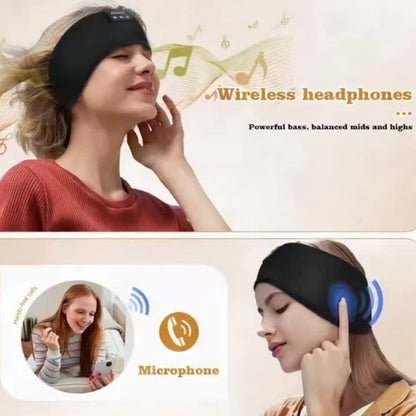 Wireless Sleep Headphones Headband Headphones Music Eye Mask Side Sleeper - Black - Size 001
