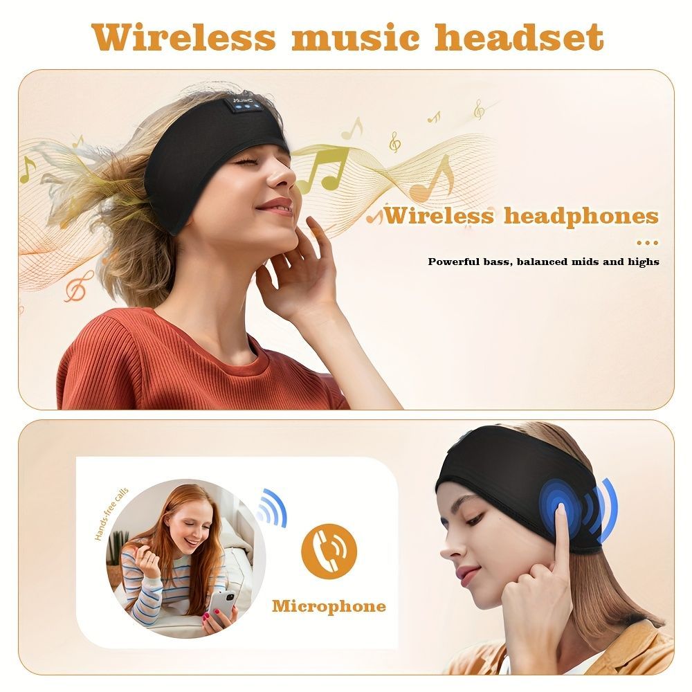 Wireless Sleep Headphones Headband Headphones Music Eye Mask Side Sleeper - Gray - Size 001