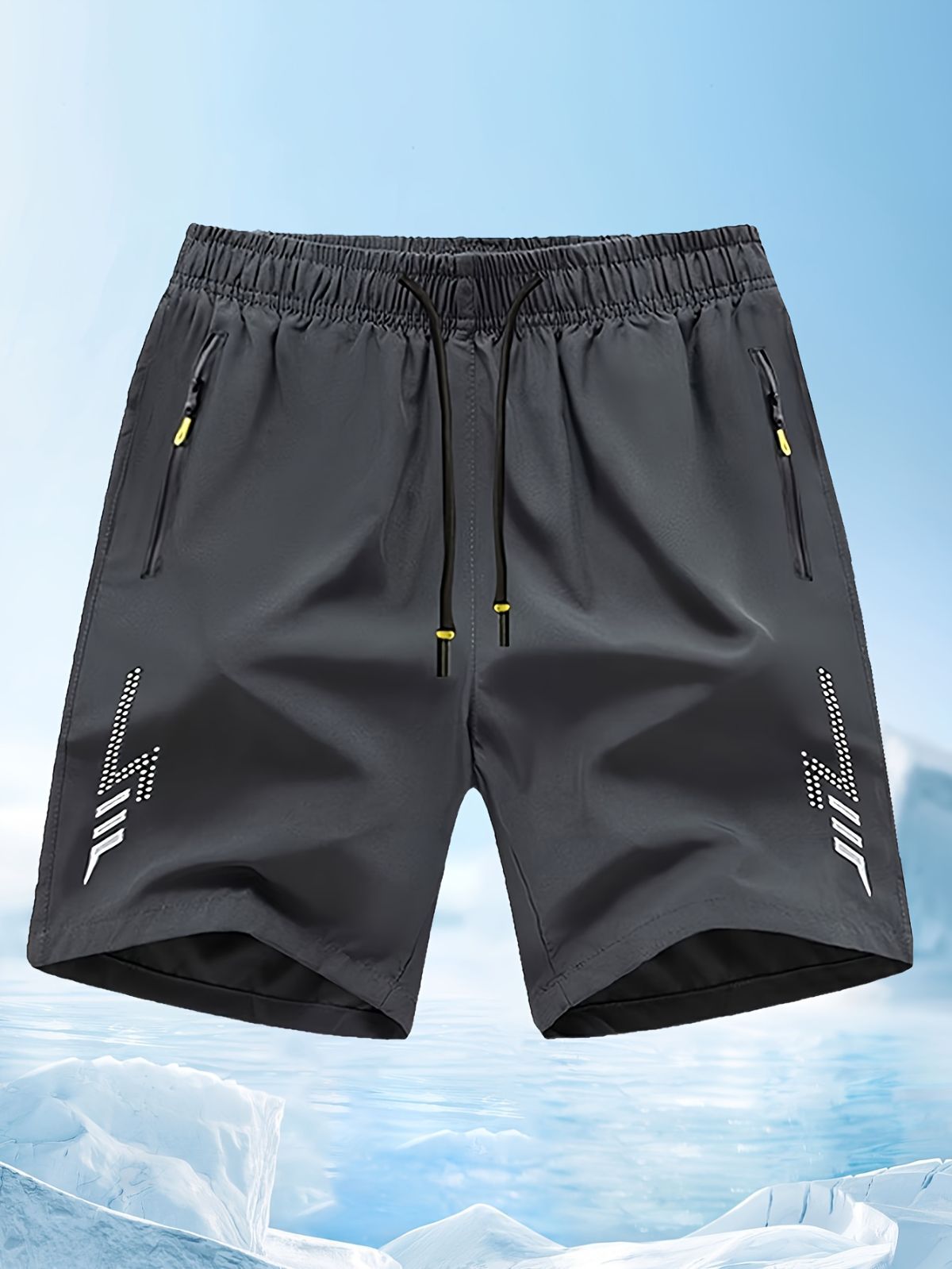 Men'S Athletic Shorts Gym Shorts Running Shorts Side Pocket Shorts Zippered - Cyan - Size L