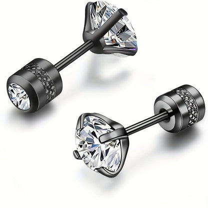 White Synthetic Diamond Earrings Embossed Floral Pattern Stud Earrings - Multi-color - Size 01
