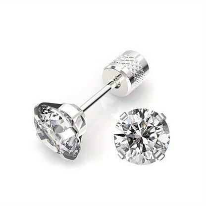 White Synthetic Diamond Earrings Embossed Floral Pattern Stud Earrings - Red - Size 01