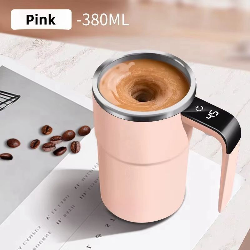 Self-Stirring Coffee Mug Automatic Stir Mug LED Temperature Mug Rechargeable - White - Size 380ML Kemu |Fashion Home Kitchen Beauty