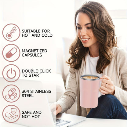 Self-Stirring Coffee Mug Automatic Stir Mug LED Temperature Mug Rechargeable - White - Size 380ML Kemu |Fashion Home Kitchen Beauty
