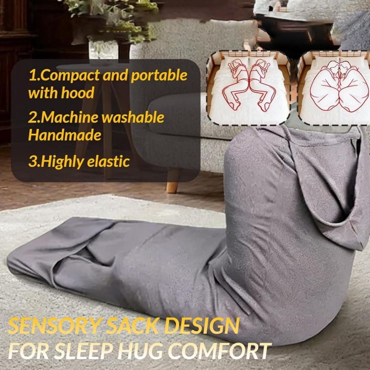 Sleep Pod - Wearable Blanket Hoodie for Anxiety Relief & Deep Sleep, Portable Personal Sleeping Bag for Travel, Camping and Cozy Lounging - Blue - Size 150cm*40cm Kemu |Fashion Home Kitchen Beauty