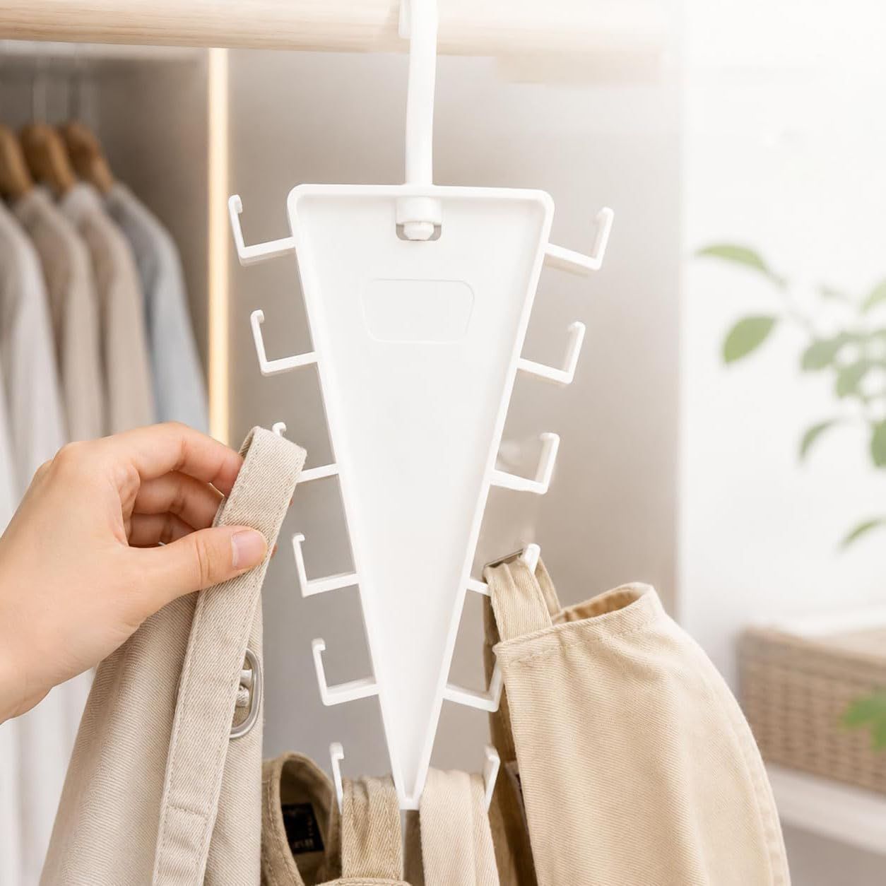 2-Pack V-Shaped 360° Rotating Closet Organizer with 12 Hooks for Hats, Bags & Scarves, Space-Saving Wardrobe Hanger (White)