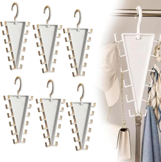 4-Pack V-Shaped 360° Rotating Closet Organizer with 12 Hooks for Hats, Bags & Scarves, Space-Saving Wardrobe Hanger (White) Kemu |Fashion Home Kitchen Beauty