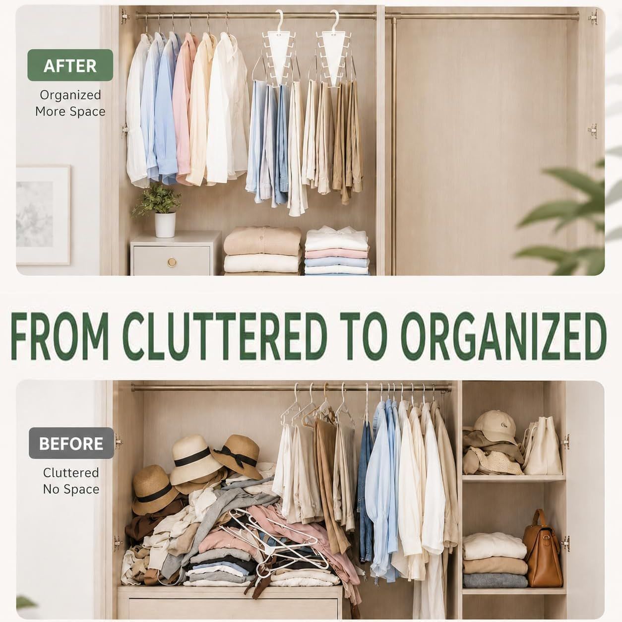 6-Pack V-Shaped 360° Rotating Closet Organizer with 12 Hooks for Hats, Bags & Scarves, Space-Saving Wardrobe Hanger (White)