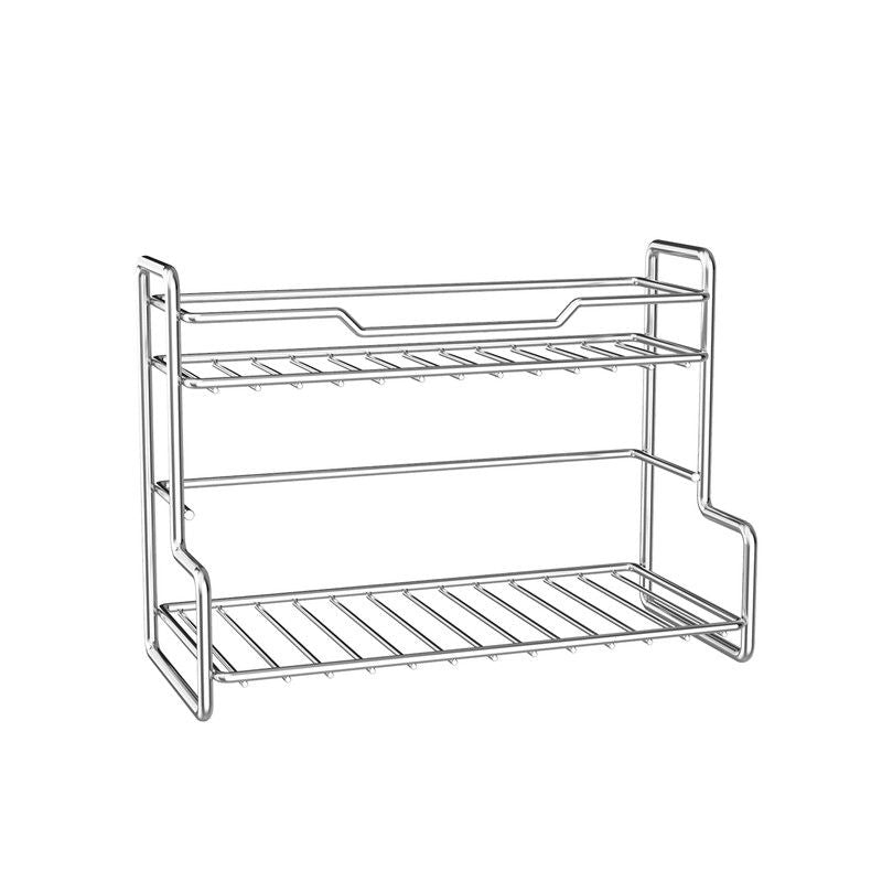 304 Stainless Steel Two Layers Tabletop Storage Rack Kitchen Spice Rack Bathroom Cosmetics Mouthwash Cup Organizer Shelf-Silver Kemu |Fashion Home Kitchen Beauty