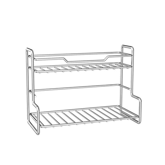 304 Stainless Steel Two Layers Tabletop Storage Rack Kitchen Spice Rack Bathroom Cosmetics Mouthwash Cup Organizer Shelf-Silver Kemu |Fashion Home Kitchen Beauty