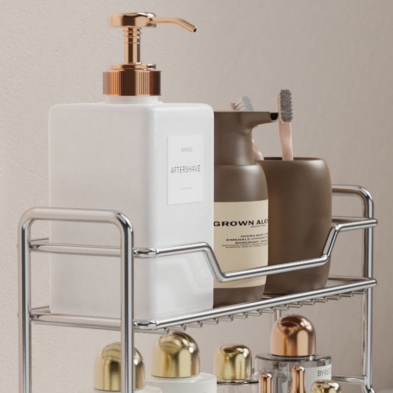 304 Stainless Steel Two Layers Tabletop Storage Rack Kitchen Spice Rack Bathroom Cosmetics Mouthwash Cup Organizer Shelf-Silver Kemu |Fashion Home Kitchen Beauty