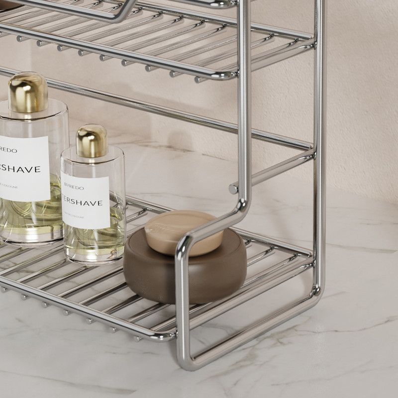 304 Stainless Steel Two Layers Tabletop Storage Rack Kitchen Spice Rack Bathroom Cosmetics Mouthwash Cup Organizer Shelf-Silver Kemu |Fashion Home Kitchen Beauty