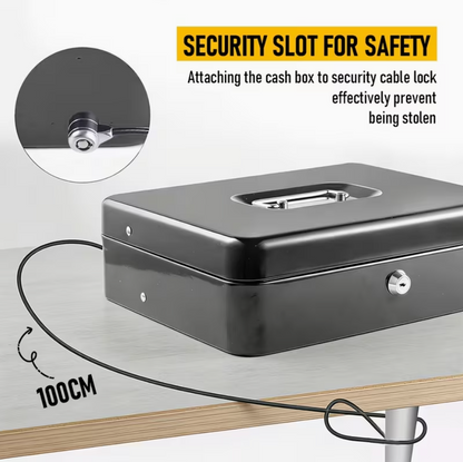 Portable Heavy-Duty Metal Cash Box with Key Lock & Security Cable Lock Suitable for Small Business Kemu |Fashion Home Kitchen Beauty