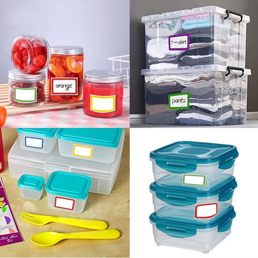 Self-adhesive name labels - Freezer stickers - Moving stickers - Waterproof - Self-adhesive labels - For office, school, gifts, kitchen, bottles, files - 300 pieces - Multi