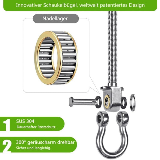 Stainless steel swing hooks 180° rotating for swings and hammocks, durable easy assembly