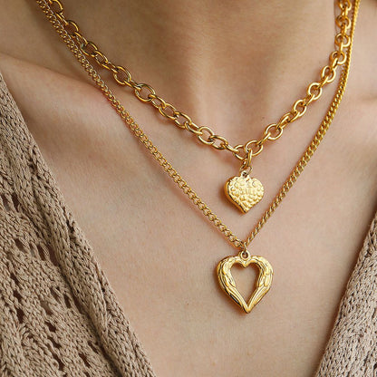 Gold-Plated Heart and Wings Choker Necklace Set, Layered Alloy Cuban Link Jewelry for Women Kemu |Fashion Home Kitchen Beauty