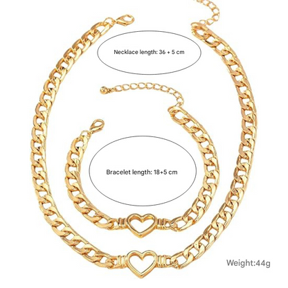 Gold-Plated Heart and Wings Choker Necklace Set, Layered Alloy Cuban Link Jewelry for Women Kemu |Fashion Home Kitchen Beauty
