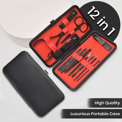 12-Piece Manicure Pedicure Tool Set, Professional Nail Care Grooming Kit Kemu |Fashion Home Kitchen Beauty