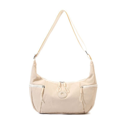 Large Nylon Crossbody Hobo Bag for Women, Lightweight Water-Resistant Shoulder Bag, Beige Kemu |Fashion Home Kitchen Beauty