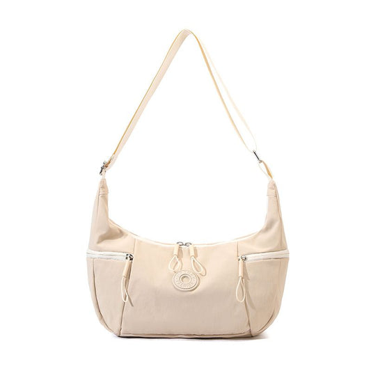 Large Nylon Crossbody Hobo Bag for Women, Lightweight Water-Resistant Shoulder Bag, Beige Kemu |Fashion Home Kitchen Beauty