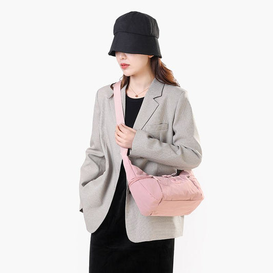 Large Nylon Crossbody Hobo Bag for Women, Lightweight Water-Resistant Shoulder Bag, Beige Kemu |Fashion Home Kitchen Beauty