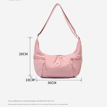 Large Nylon Crossbody Hobo Bag for Women, Lightweight Water-Resistant Shoulder Bag, Beige Kemu |Fashion Home Kitchen Beauty