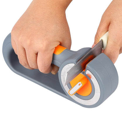 6-in-1 Rotary Knife Sharpener, Adjustable Multi-Function Sharpener for Kitchen Knives and Scissors, Gray Kemu |Fashion Home Kitchen Beauty