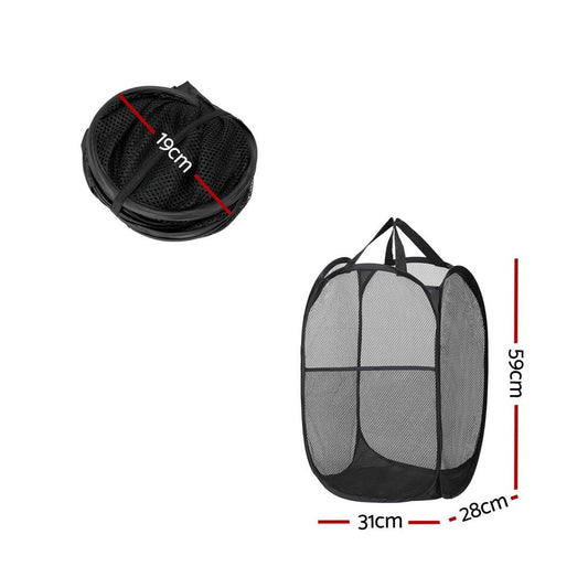 2 Pack Foldable Laundry Basket Hampers, Black