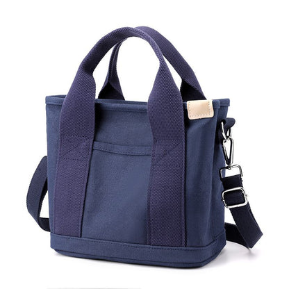 Small Canvas Tote Crossbody Bag with Adjustable Strap, Fits 9.7 Inch Tablet, Navy Blue Kemu |Fashion Home Kitchen Beauty