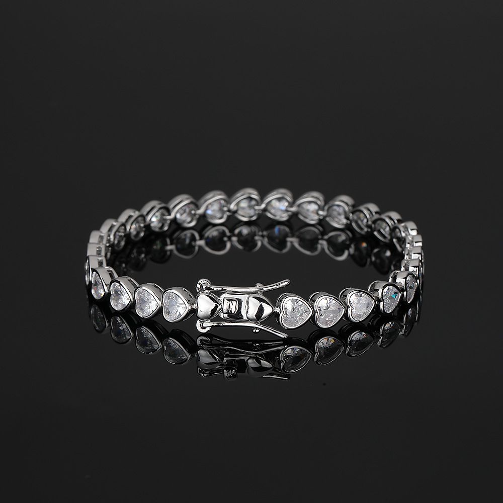 Heart Tennis Bracelet for Women with Micro-Paved Zirconia, 7 Inch Silver Bracelet Kemu |Fashion Home Kitchen Beauty