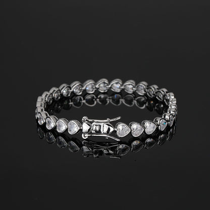 Heart Tennis Bracelet for Women with Micro-Paved Zirconia, 7 Inch Silver Bracelet Kemu |Fashion Home Kitchen Beauty
