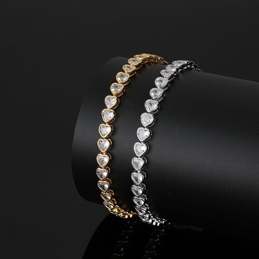 Heart Tennis Bracelet for Women with Micro-Paved Zirconia, 7 Inch Silver Bracelet Kemu |Fashion Home Kitchen Beauty
