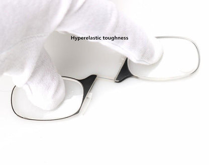 Nose Clip Reading Glasses No Legs Mini Portable Presbyopic Glasses With Sticky Phone Case Ultra Light PC Lens Readers +2.50