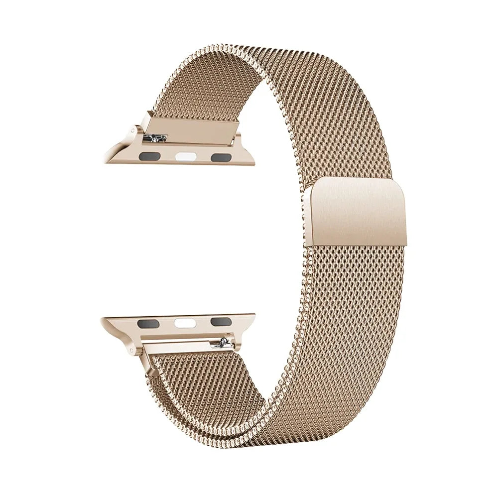 Milanese Watch Band Compatible with Apple Watch Ultra 2 3 Series 11 10 9 8 7 6 5 3 SE Champagne, 42mm 44mm 45mm 46mm 49mm Kemu |Fashion Home Kitchen Beauty