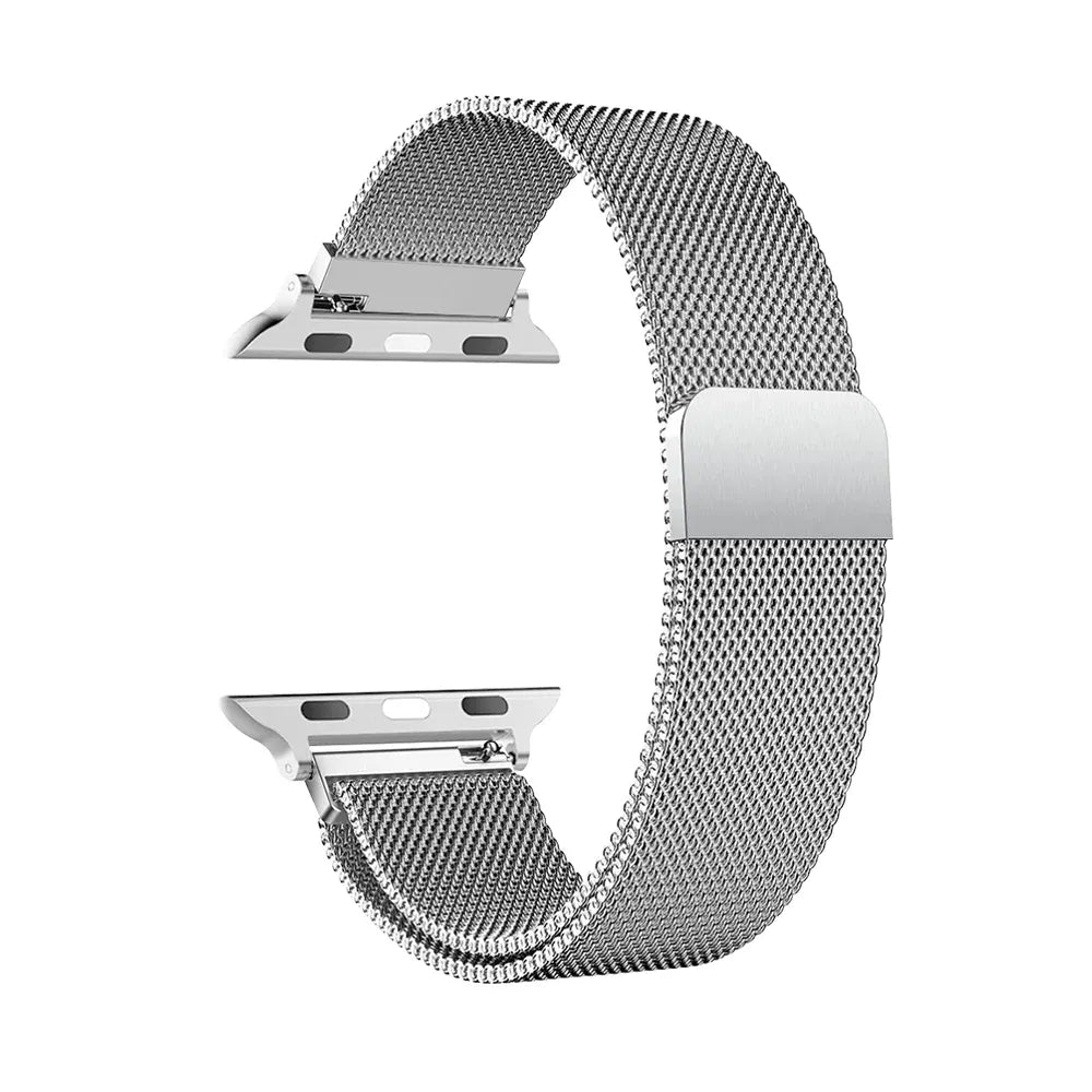 Milanese Watch Band Compatible with Apple Watch Ultra 2 3 Series 11 10 9 8 7 6 5 3 SE Silver, 38mm 40mm 41mm 42mm Kemu |Fashion Home Kitchen Beauty